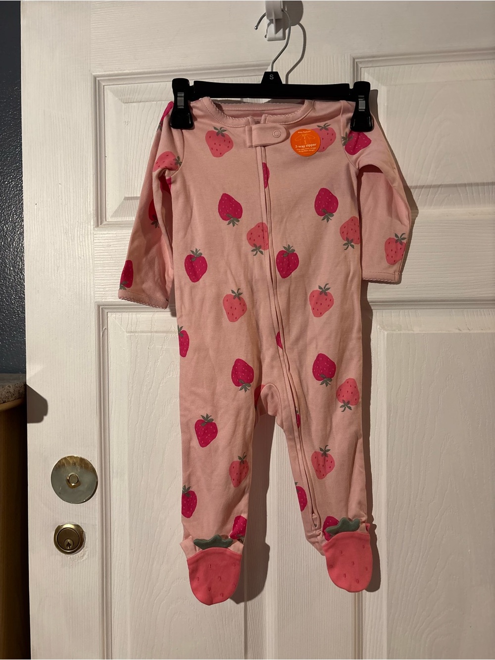 Carter's Light Pink Strawberry Print Footed One-Piece